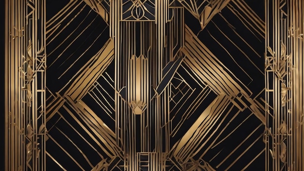 Art-Deco-Muster Kunstdesign aus den zwanziger Jahren schwarz und gold ai generative