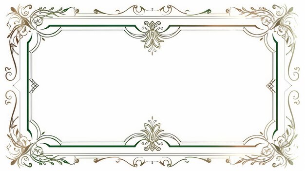 Art Nouveau diseño clásico antiguo marco de línea verde sobre fondo blanco Ilustración de diseño elegante para la gran apertura de gala o boda art déco