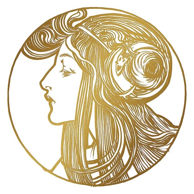 Art nouveau silueta dorada dama ilustración png remezclada de las obras de arte de Alphonse Maria Mucha