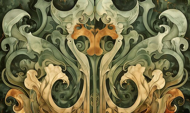 Foto art nouveau-wallpaper mit bitcoin organic-design mit flow-illustration krypto-handel-hintergrund