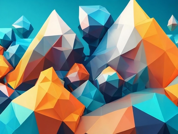 Arte 3D baixa poligonal com formas coloridas