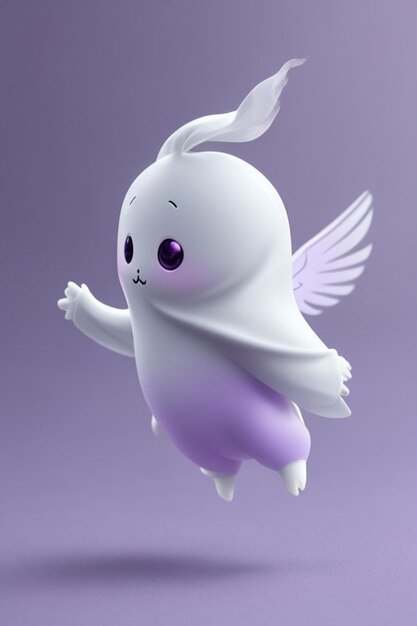 Arte 3D de fantasma fofo roxo para o Halloween