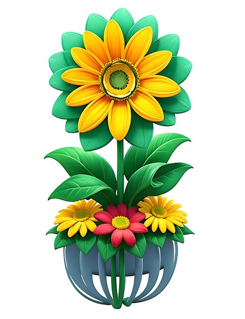 Arte 3D de Flores de desenho animado