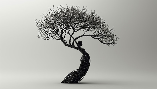 Arte 3D minimalista de un árbol