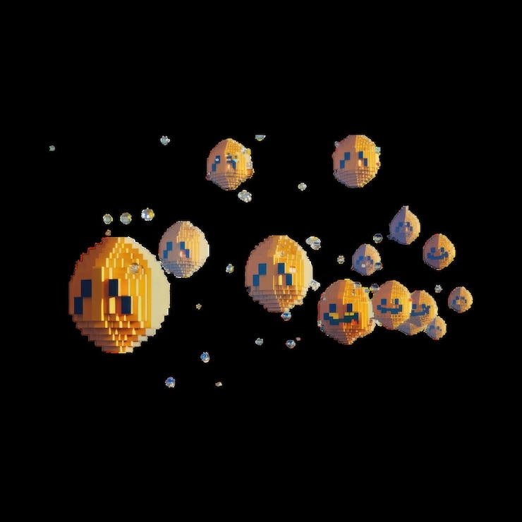 Foto arte en 3d de peces de dibujos animados flotando en el espacio