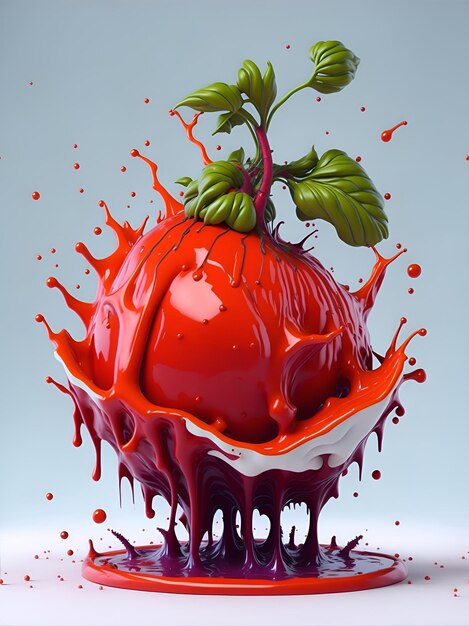 Arte 3D Splash com forma de tomate