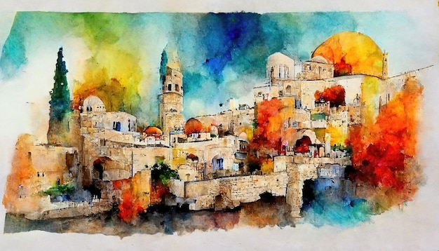 Arte abstracto brillante de Jerusalén Israel