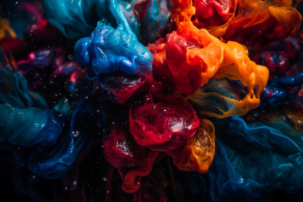 Arte abstracto colorido creado con pintura y agua AI Generado