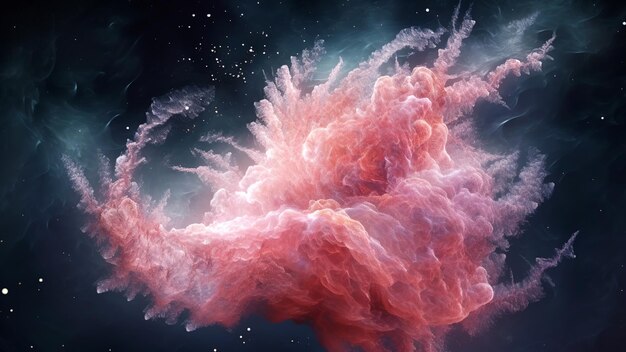 Un arte abstracto digital de una nebulosa rosa con polvo