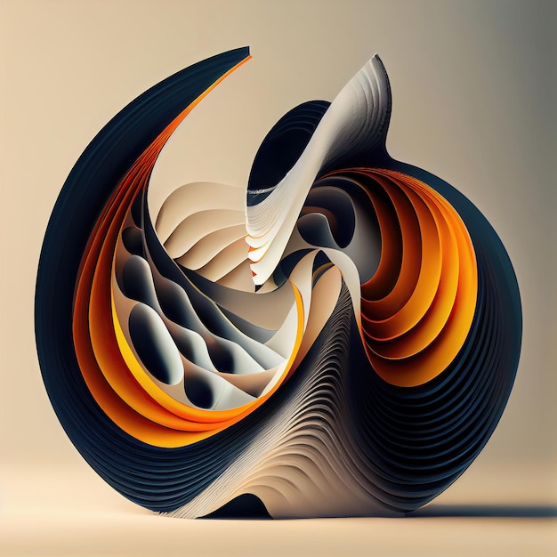 Arte abstracto de fondo de líneas curvas 3d formando una forma surrealista hecha con IA generativa