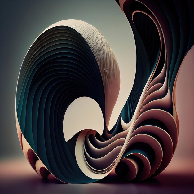 Arte abstracto de fondo de líneas curvas 3d formando una forma surrealista hecha con IA generativa