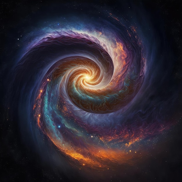 Arte abstracto en giro de nebulosa en galaxia en movimiento dinámico