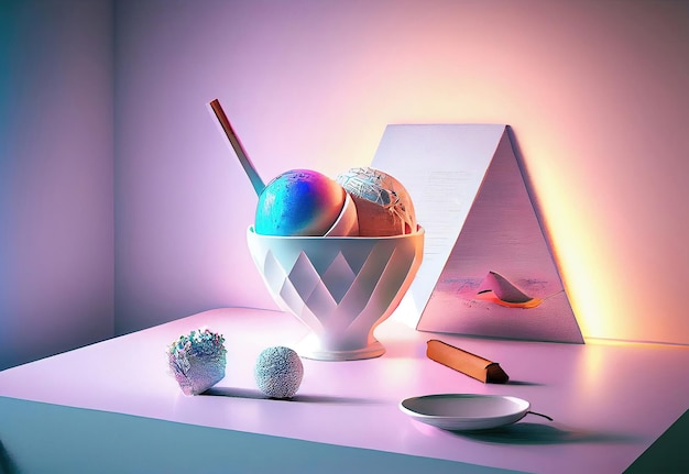 Arte abstracto de helado de fantasía hecho con IA generativa