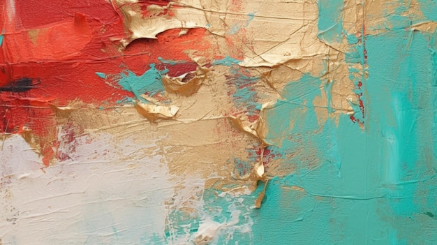 Arte abstracto en lienzo de turquesa y oro
