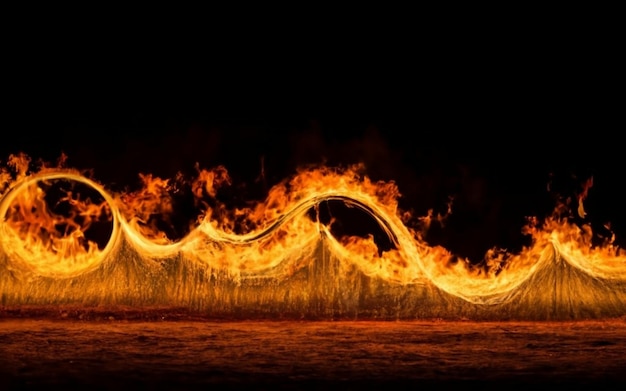 Arte abstracto con llamas de fuego sobre un fondo negro