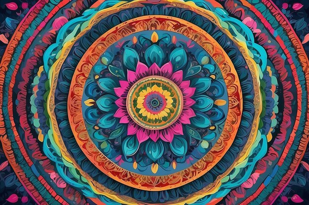 Arte abstracto mandala patrón arte fondo de pantalla Fondo HD Rayas multicolores Digital 3d