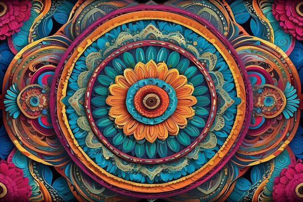 Arte abstracto mandala patrón arte fondo de pantalla Fondo HD Rayas multicolores Digital 3d