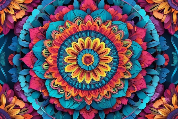 Arte abstracto mandala patrón arte papel pintado fondo Hd rayas multicolores 3D digital