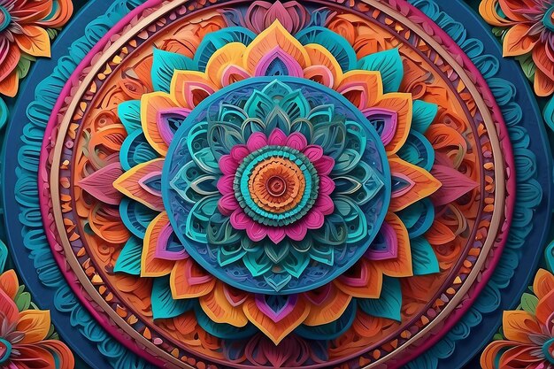 Arte abstracto mandala patrón arte papel pintado fondo Hd rayas multicolores 3D digital