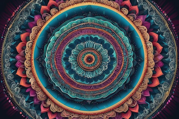 Arte abstracto Mandala patrón arte papel tapiz de fondo Hd rayas multicolores 3D digital