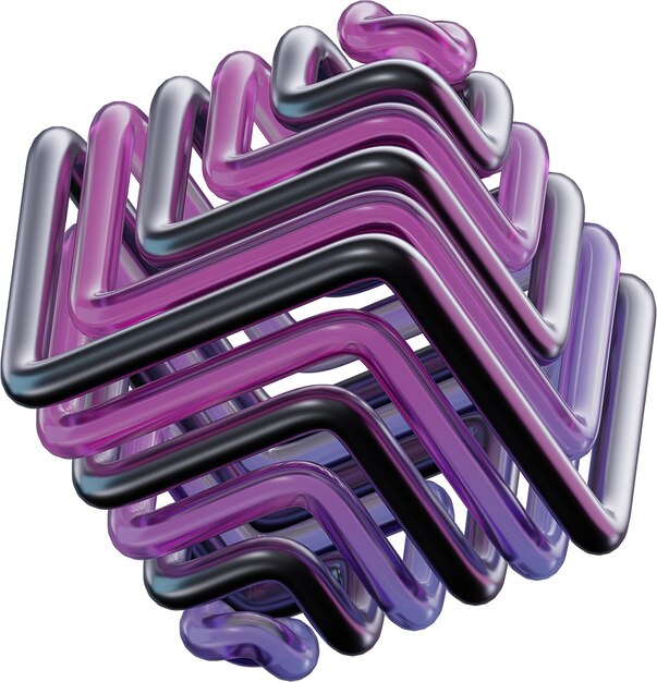 El arte abstracto muestra una forma de cubo de líneas entrelazadas