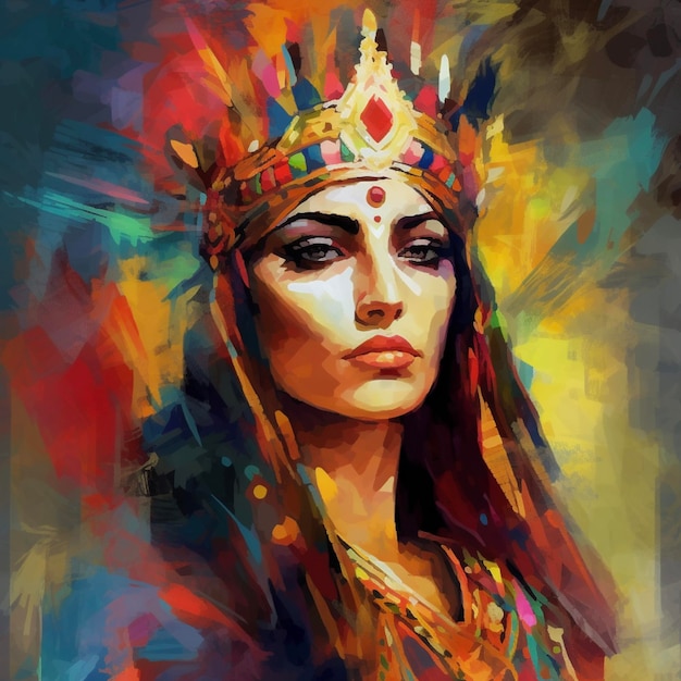 Arte abstracto Pintura colorida arte de retrato de la reina bíblica Ester de Persia