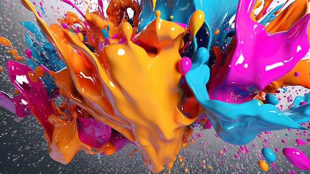 Arte abstracto con salpicadura de colores AI generada en 3d