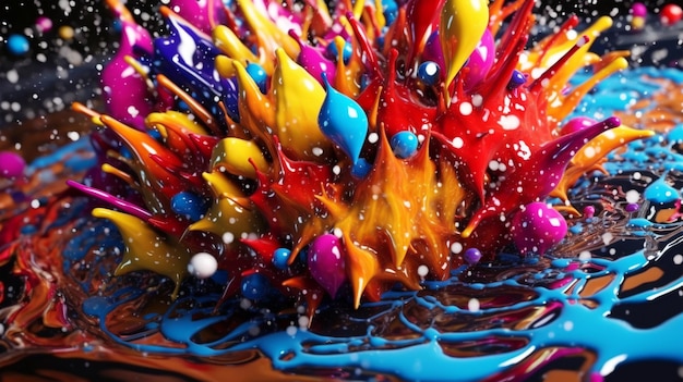 Arte abstracto con salpicadura de colores AI generada en 3d