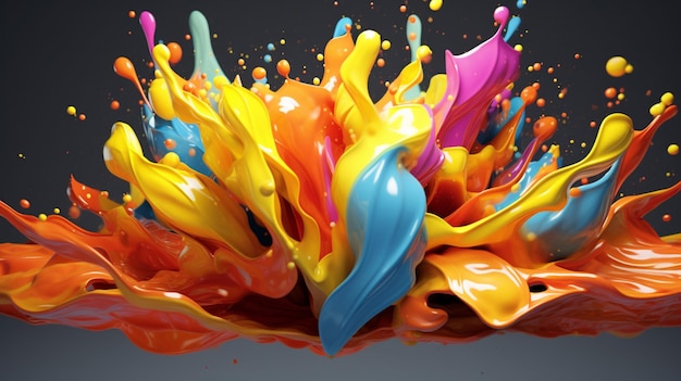 Arte abstracto con salpicaduras de colores 3d