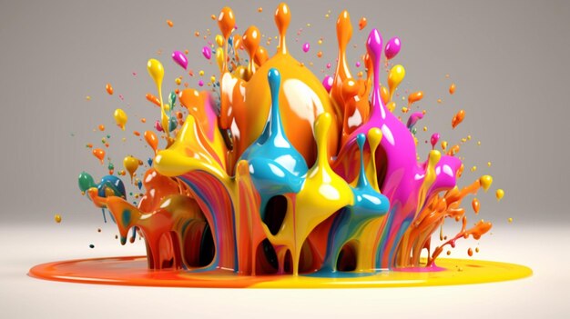 Arte abstracto con salpicaduras coloridas en 3D