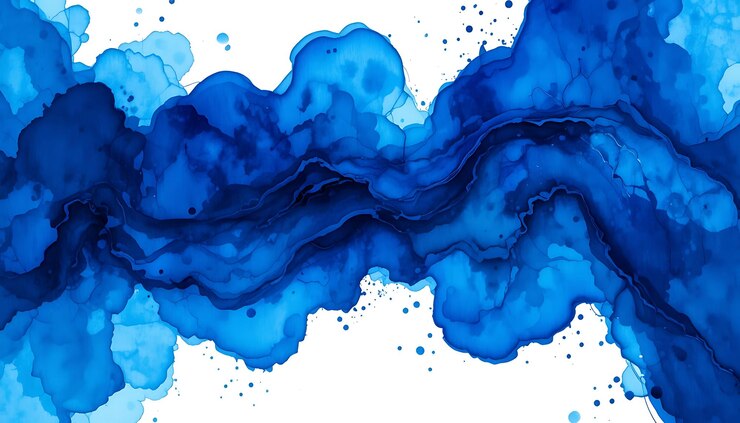 Arte abstracto con tinta de acuarela azul