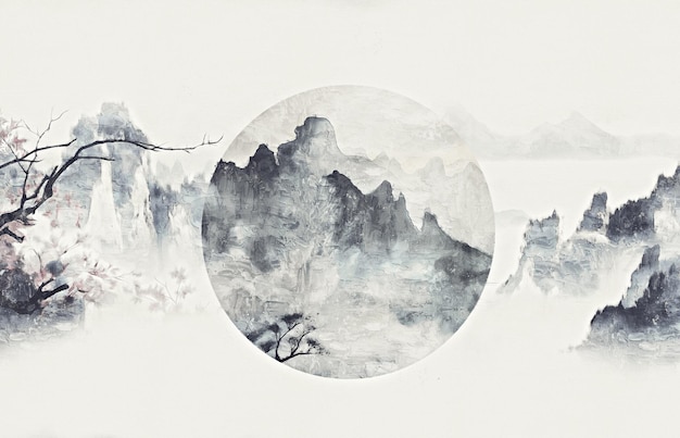 Arte abstracto con tinta pintura de paisaje pintura de pared pintura de arte estilo chino