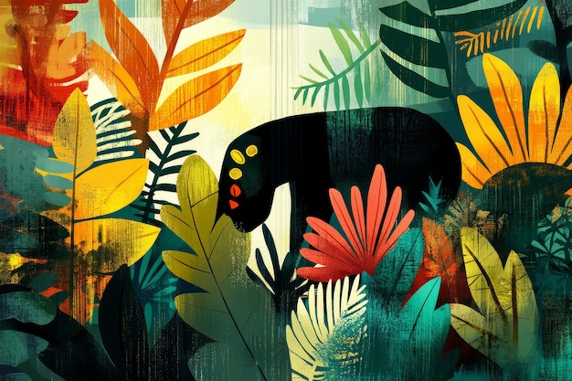 Arte abstrata aquarela folhas de plantas acrílico pintura de parede moderna