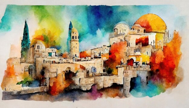 Arte abstrata brilhante de Jerusalém Israel