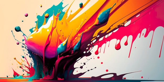 Arte abstrata colorida com salpicos de tinta e gotas Generative AI