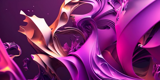 Arte abstrata com formas e padrões sobrepostos em tons de roxo Generative AI