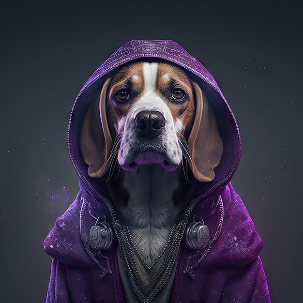 Arte abstrata de beagle projetado personalizado com fundo isolado de estilos de hip hop