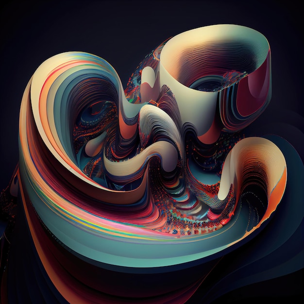 Arte abstrata de fundo de linhas curvas 3d formando forma surreal feita com Generative AI