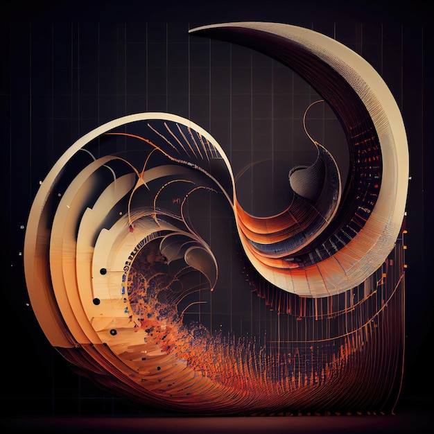 Arte abstrata de fundo de linhas curvas 3d formando forma surreal feita com Generative AI