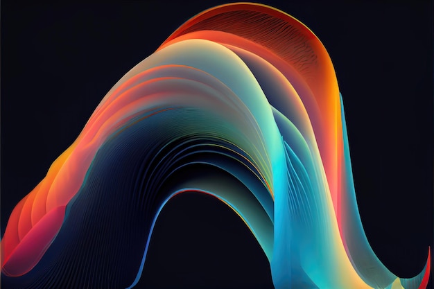 Arte abstrata de fundo de linhas curvas 3d formando forma surreal feita com Generative AI