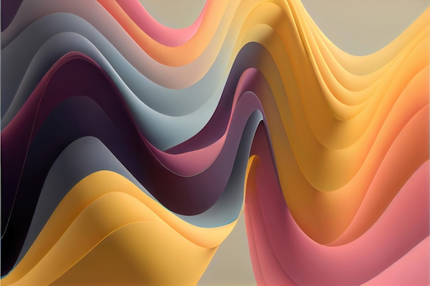 Arte abstrata de fundo de linhas curvas 3d formando forma surreal feita com Generative AI