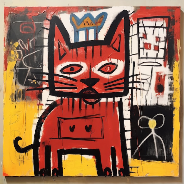 Arte abstrata de gato vermelho bela imagem de ilustração ia generativa