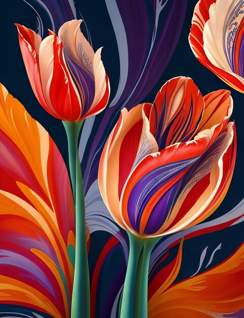 Arte abstrata de tulipas