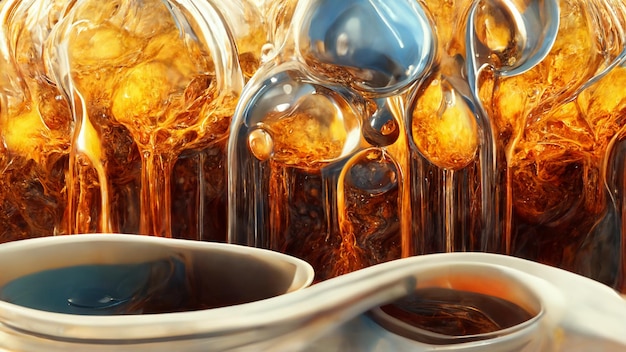 Arte abstrata de uma xícara de efeito líquido