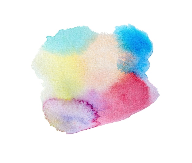 Arte abstrata em aquarela colorida desenhada à mão com gota de mancha rosa claro isolada no fundo branco