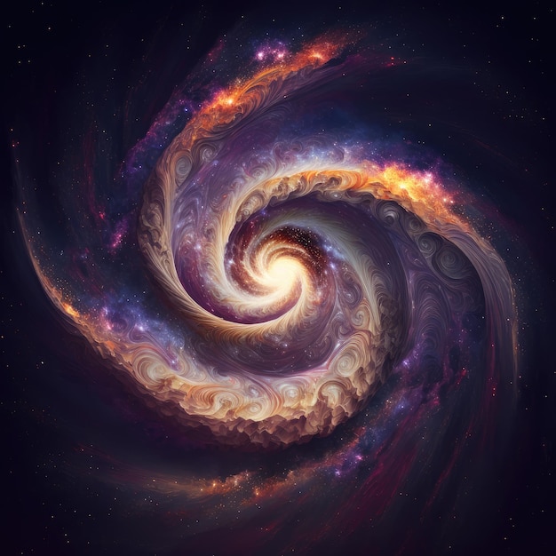 Arte abstrata em redemoinho de nebulosa na galáxia em movimento dinâmico