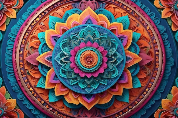 Arte abstrata mandala padrão arte papel de parede fundo Hd listras multicoloridas digital 3d