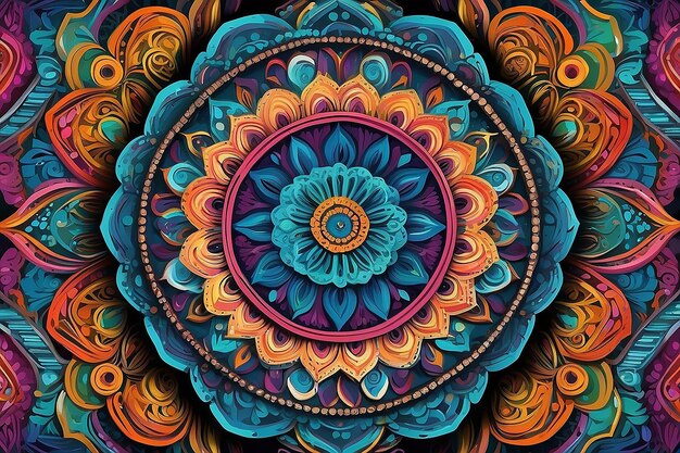 Arte abstrata mandala padrão arte papel de parede fundo Hd listras multicoloridas Digital 3d