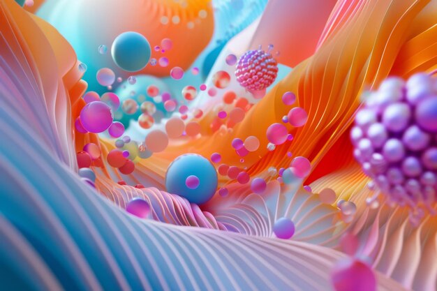 Arte abstrata no estilo de fitas coloridas 3D Uma textura de imagem de papel de parede vibrante