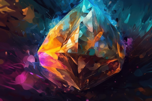 Arte abstrata Uma pintura vibrante celebrando a beleza dos diamantes